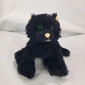 Webkinz Black Cat Plush Stuffed Toy HM135 Green Eyes Curly No Code Ganz 8 Inch - Picture 1 of 7