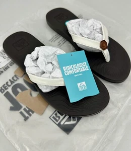 Women’s US Size 9 REEF Zen Love Sandals Flip Flops White & Brown New - Picture 1 of 8