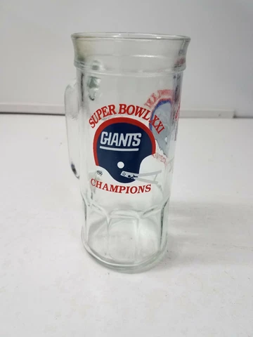 Glass Beer Stein Mug 1987 NFL New York Giants Super Bowl XXI Champions Fisher Cover