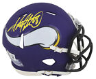 Vikings Adrian Peterson Signed Purple Speed Mini Helmet w/ Yellow Sig BAS Wit