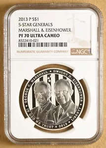 2013 P 5-Star Generals Commemorative Silver Dollar NGC PF 70 Ultra Cameo - Picture 1 of 2
