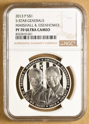 2013 P 5-Star Generals Commemorative Silver Dollar NGC PF 70 Ultra Cameo - Image 1 of 2