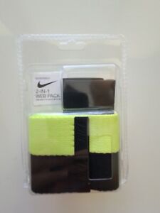 NEW NIKE 2 IN 1 WEB PACK BELT - One size fits all up to 39" -black/green