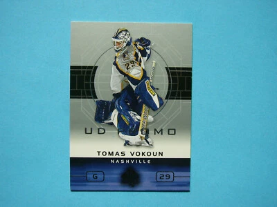Tarjeta promocional auténtica NHL #50 TOMAS VOKOUN CASI NUEVA UD rara cubierta superior SP 2002/03 Foto 1 de 2