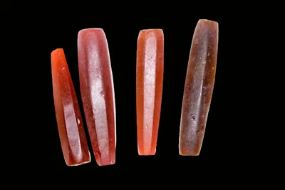 Antique Brick-Red Faceted Glass beads, African Trade, Bohemian or Venetian, grou - Image 1 of 4