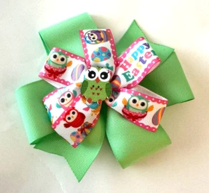 Schöne Frohe Ostern Eule inspiriert Haarschleife für Mädchen - Bild 1 von 3