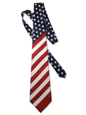 American Flag Mens Neck Tie USA Patriotic NeckTie  58 Inches Long Red-White-Blue - Image 1 of 2