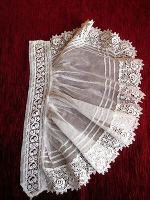 Rabat de col ancien 1910 tulle plissé et dentelle - Photo 1/4