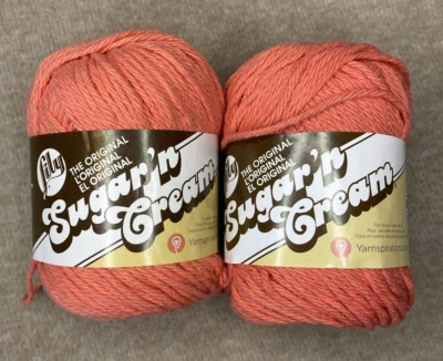 Lily Sugar' n Cream Yarn #01699 TANGERINE 2.5oz Crochet Knitting Cake 2PK - Image 1 of 4