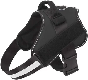No Pull Pet Service Dog Vest Harness Handle Adjustable Reflective Control Black - Picture 1 of 9