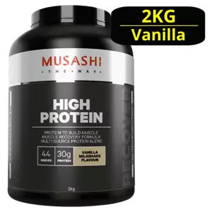 MUSASHI High Protein 2KG Powder - Vanilla Milkshake P30g, C7g & F3g - Picture 1 of 2