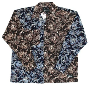 NWT Manastash Mismatched Blue/Brown Floral Hawaiian Camp Collar Shirt M Fits XL - Picture 1 of 10