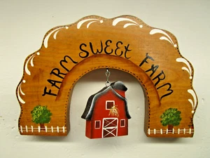 Farm Sign "Farm Sweet Farm" By Barb Primitive Country Wood Sign - 6 3/4" x 10" - Picture 1 of 5