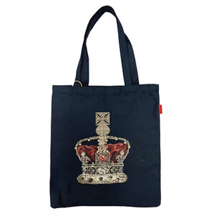 Signare Tapestry Royal Crown King Charles III Coronation Flat Shopping Bag Black - Picture 1 of 4