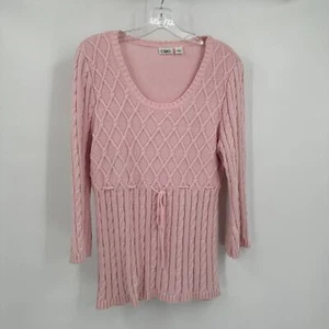 Cato Womens Cable Knit Sweater Size L Pink Balletcore Scoop Neck Feminine - Picture 1 of 8