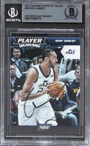 Jazz Rudy Gobert Signed 2017 Panini Player Of The Day #29 Card BAS Slabbed - Picture 1 of 2