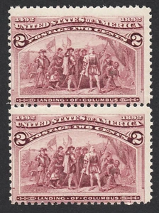 US Sc# 231c *COMO NUEVO OG NH* {PAR "SOMBRERO ROTO VAR" } 2c COLOMBIANO DE 1893 CV$ 320 - Imagen 1 de 3