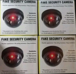 4 Fake Dummy Security Cameras CCTV Dome Camera Flashing Red LED Light In&Out NIB - Picture 1 of 5
