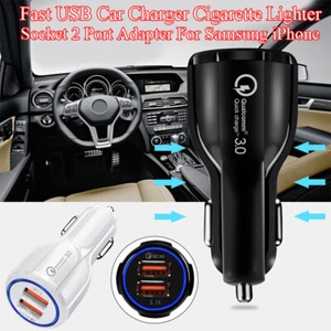 12V Car Cigarette Lighter Socket Dual QC3.0 USB Ports Fast Charger Power Adapt e - Photo 1 sur 14