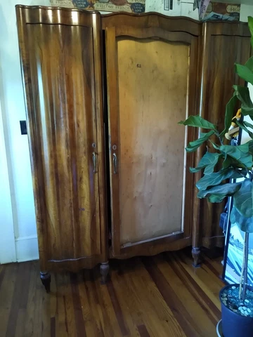 Antique 1920s Serpentine Wood Armoire Cover