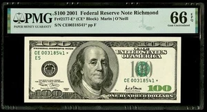2001 $100 Dollar Star Note Serial # CE00318541* PMG 66 EPQ Gem Uncirculated - Picture 1 of 2