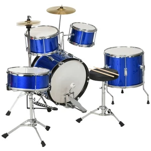 AIYAPLAY 11-Piece Junior Drum Set for Kids with Stool, Drumsticks, Blue - Picture 1 of 11