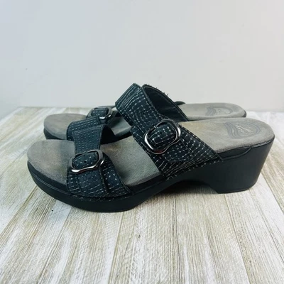 Sandalias sin cordones Dansko Sophie de cuero negras plateadas talla 40 EE. UU. 9,5-10 Foto 1 de 4