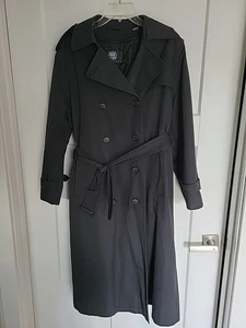 VTG William Wallace Flight Crew Size 10 Black Belted Thinsulate Trench Coat - Picture 1 of 3
