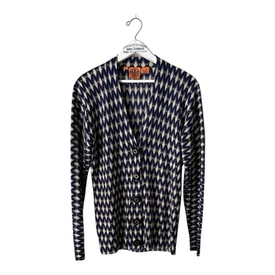 Tory Burch 100% Wool Diamond Print Button-Up Cardigan – Size M - Image 1 of 4