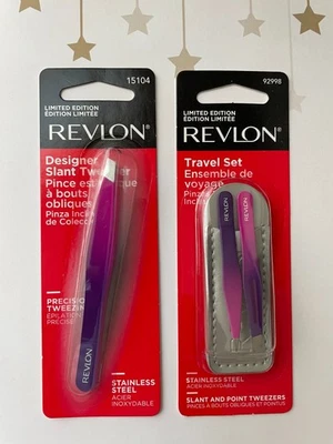 REVLON Designer Slant Tweezer and Tweezer Set Slant & Point w/ Holder Limited Ed - Image 1 of 2