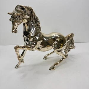 Laminato AG Prancing Horse 925 Sterling Silver Plated Figurine Italian SIGNED - Picture 1 of 22
