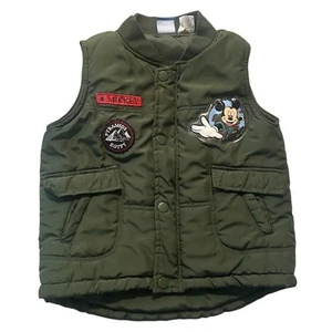 Disney Mickey Mouse Toddler Puffer Vest Green 3T Snap Closure - Picture 1 of 11