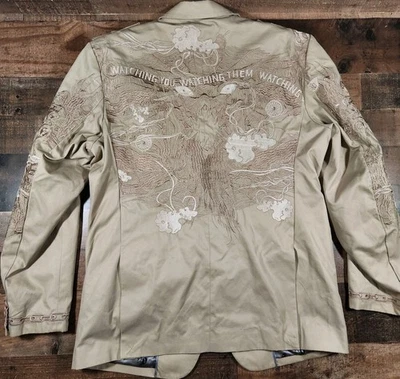 Artful Dodger Chaqueta Para Hombres 2XL Caqui Y2K Blazer Abrigo Deportivo Calavera Gótica De Colección Foto 1 de 4