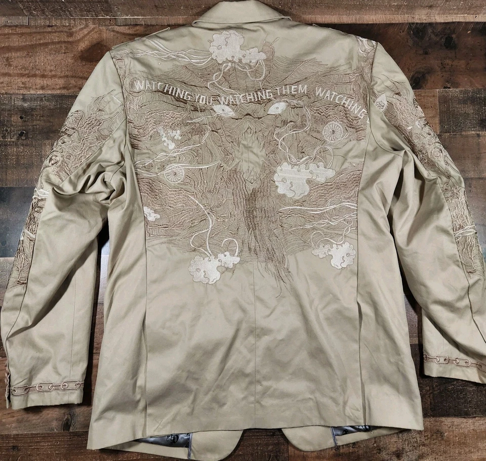 Artful Dodger Chaqueta Para Hombres 2XL Caqui Y2K Blazer Abrigo Deportivo Calavera Gótica De Colección Foto 1 de 4