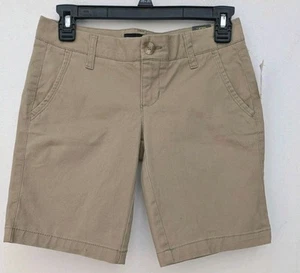 Aeropostale Juniors Bermuda Twill Shorts Mid Rise Tan Beige Size 00 NWT  - Picture 1 of 11
