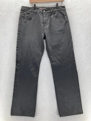 Jeans marca Old Skool para hombre 36x32 pierna recta gris oscuro recubierto de mezclilla hip hop Y2K Foto 1 de 4