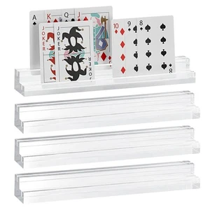 4PCS Clear Acrylic Playing Card Holders with Dual Grooves, Trapezoidal Playin... - Picture 1 of 8