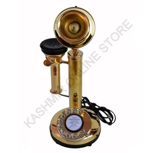 Golden Brass Candlestick Telephone – Classic Vintage Design, Retro Brass Phone. - Picture 1 of 9