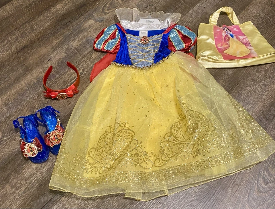 Disney Store Blancanieves Princesa Vestido con Zapatos Diadema Conjunto Cartera Foto 1 de 4