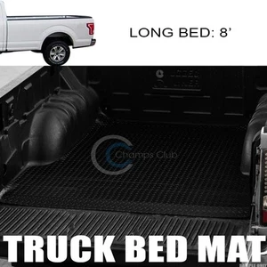 Fits 04-14 Ford F150 8 Ft Black Rubber Diamond Truck Bed Trunk Mat Carpet Liner - Picture 1 of 2