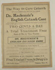 Dr. Mckenzie's English Catarrh Cure, 1900 Original Full Page Newspaper Ad
