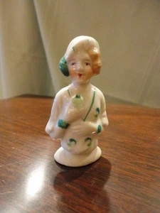 Half Doll Head Bust Porcelain Made Japan Flapper 20's Pin Cushion Broom vintage - Picture 1 of 8