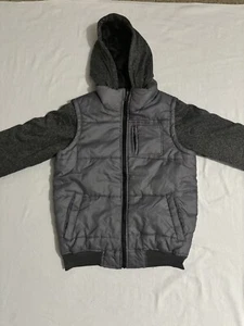 Swiss Cross Coat Oversized Jacket Size Small Sz S Gray Hooded Vest Style Men’s - Picture 1 of 15