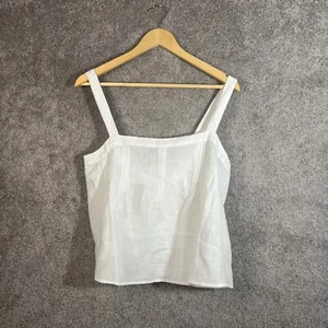 J. Crew Shirt Womens Medium White Strap Sleeve Square Neck Linen Bow Crop Top - Picture 1 of 10