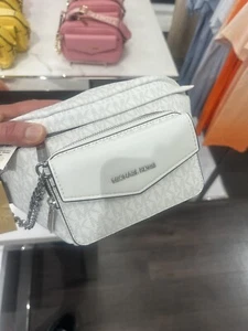 MICHAEL KORS LARGE 2 IN 1 SLING FANNY WAIST PACK CROSSBODY BAG PURSE OPTIC WHITE - Picture 1 of 11