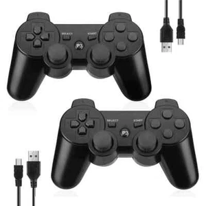 2x Black Wireless Bluetooth Video Game Controller Pad For Sony PS3 Playstation 3 - Picture 1 of 17