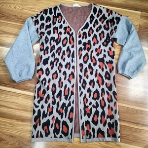 THML Anthropologie Leopard Print Cardigan Sweater Size Small Long Open Front - Picture 1 of 14