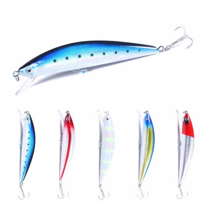 5 Stück 13cm/39g Minnow Crankbait Fischköder Angeln Köder Haken Barsch Wobbler - Bild 1 von 4