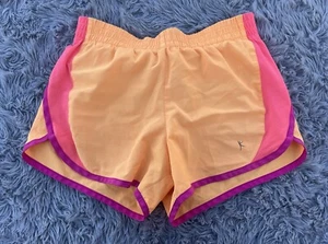Danskin Now Girl's Large (10/12) Neon Orange & Pink Dolphin Hem Athletic Shorts - Picture 1 of 4