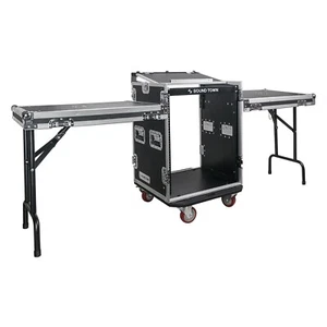 Sound Town 14U PA Rack/Road Case 11U Slant Mixer Top 2 DJ Tables (STMR-14UWT2) - Picture 1 of 6